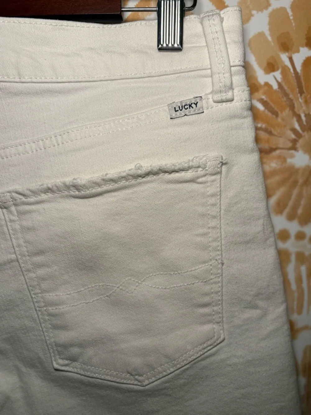 Lucky Brand White Frayed Denim Shorts | Mid Rise Cutoff Jean Shorts | Summer Cas